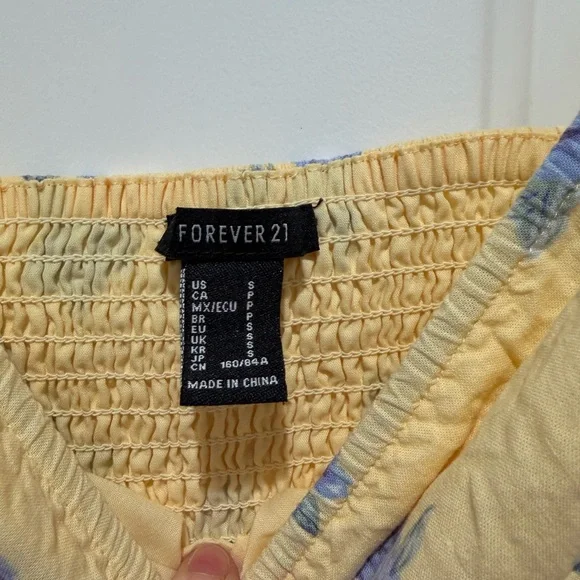 Forever 21 - Yellow Floral Mini Dress, Small - Picture 2 of 7